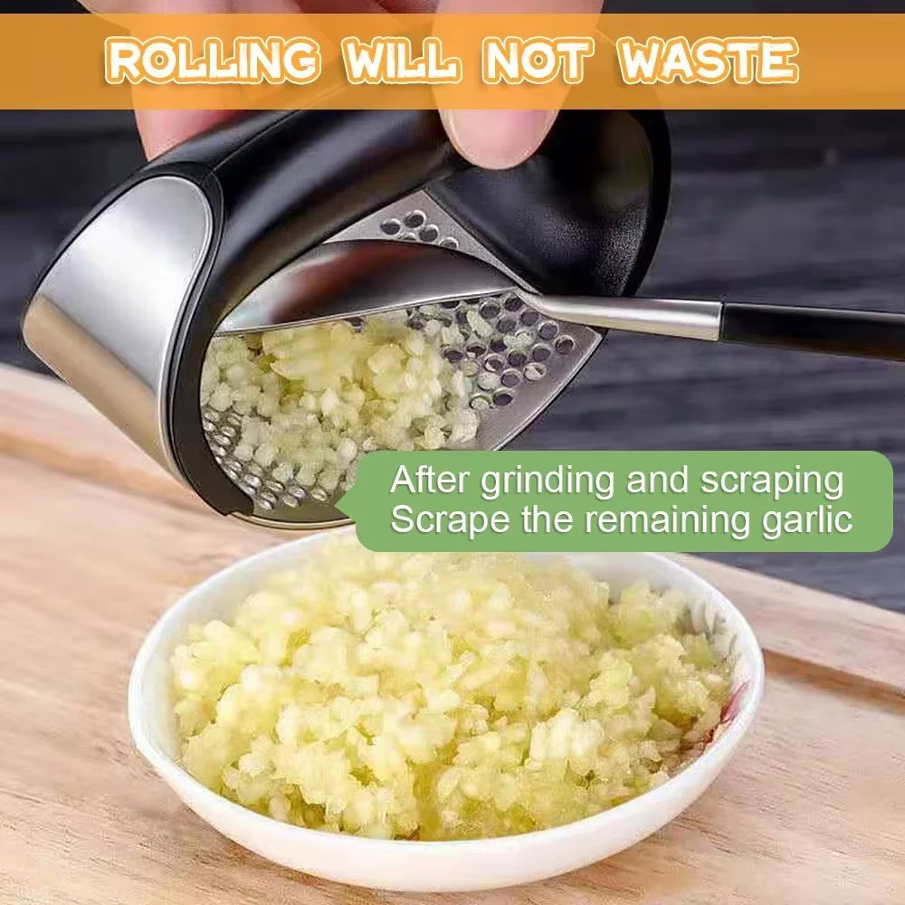 Stainless Steel Garlic Press Crusher — Manual Garlic Chopper & Kitchen Gadget