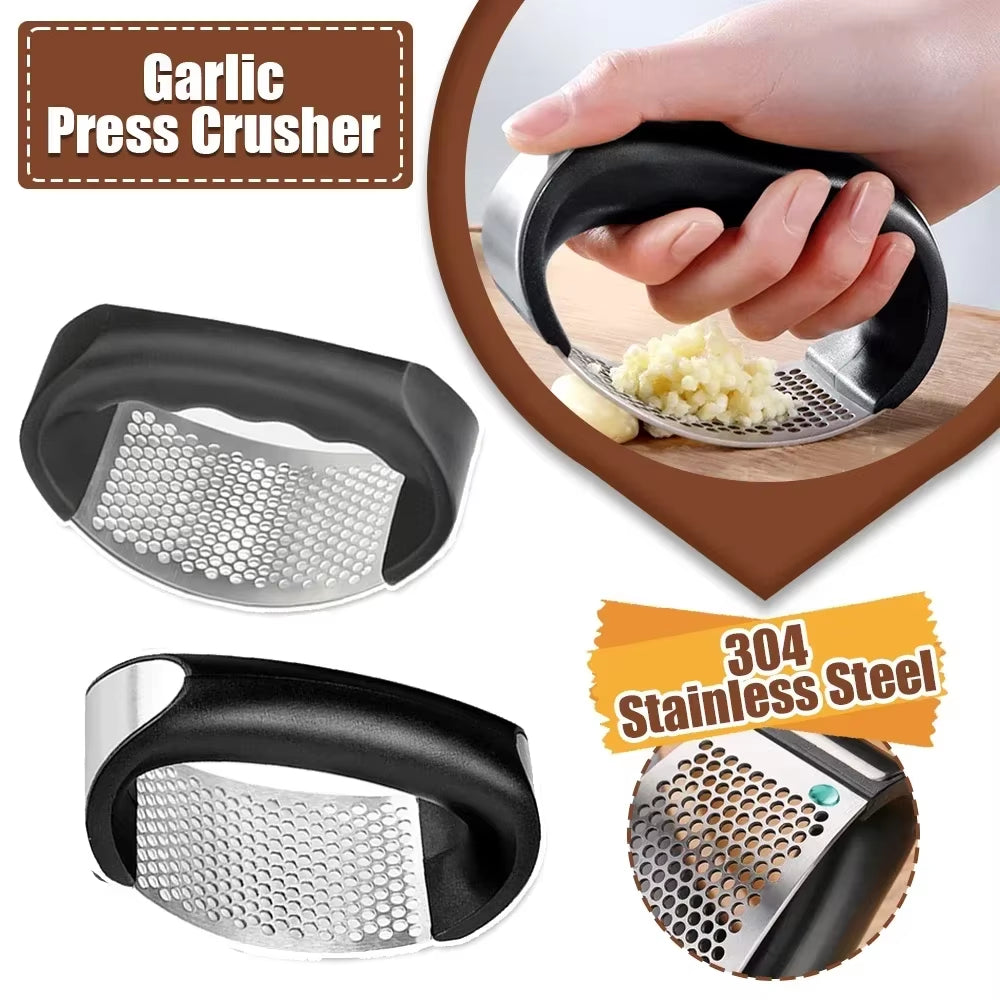 Stainless Steel Garlic Press Crusher — Manual Garlic Chopper & Kitchen Gadget